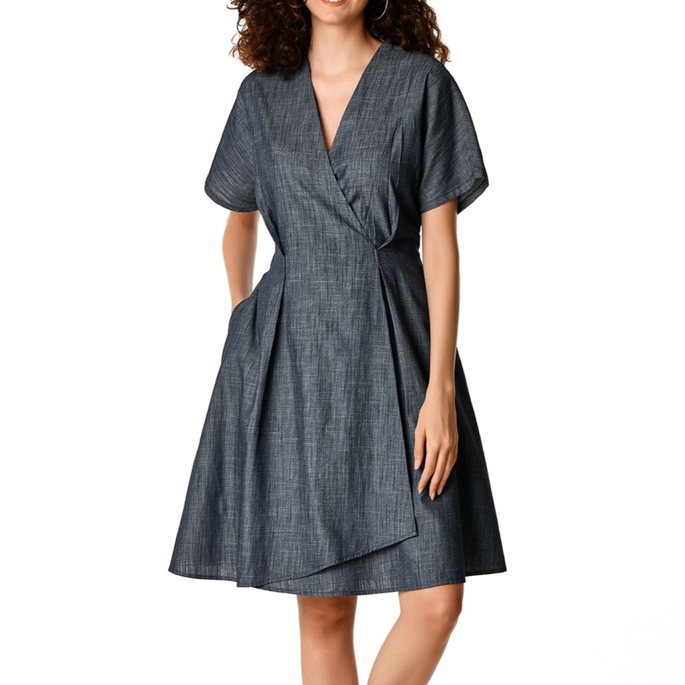 GAP 1969 DENIM CHAMBRAY WRAP DRESS SIZE XS
